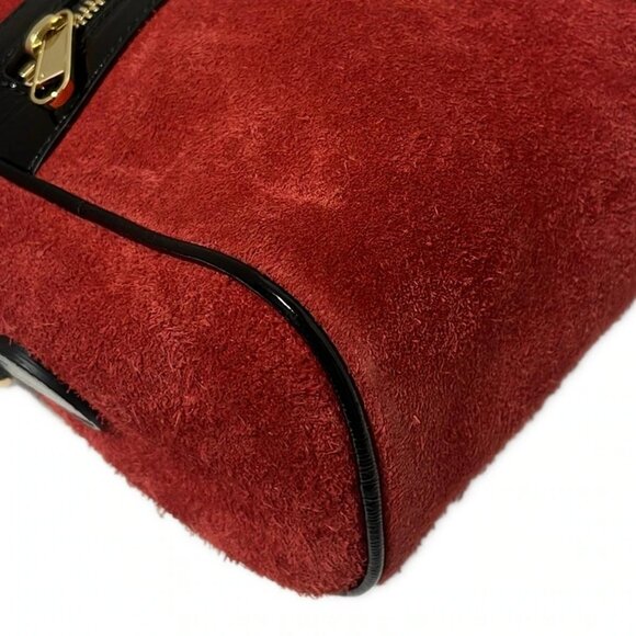 Auth GUCCI Ophidia 517080 Red Black Suede Patent Leather - Shoulder Bag - Picture 5 of 9
